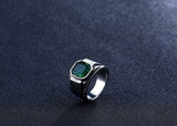 Stylish Square Embedding Green and Blue Crystal Rings - ringsuniverse