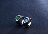 Stylish Square Embedding Green and Blue Crystal Rings - ringsuniverse