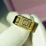 Luxury Male White Crystal 14KT Yellow Gold Filled Pave Ring - ringsuniverse