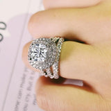 Luxury Delightful Big Silver Cushion Cut AAA CZ Ring - ringsuniverse