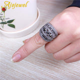 Ajojewel Best Selling Fashion Jewelry Black CZ Geometric Vintage Retro Finger Ring Women High Quality Wide Design Party Jewelry - ringsuniverse