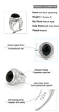 Black Agate Clear Zircon Classic Silver Ring - Rings Universe