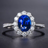 Graceful Silver Lab Sapphire Diamond Ring - ringsuniverse