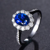 Graceful Silver Lab Sapphire Diamond Ring - ringsuniverse