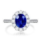 Graceful Silver Lab Sapphire Diamond Ring - ringsuniverse