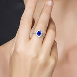 Graceful Silver Lab Sapphire Diamond Ring - ringsuniverse
