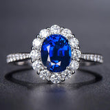 Graceful Silver Lab Sapphire Diamond Ring - ringsuniverse