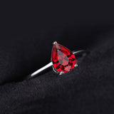Genuine Silver Garnet Solitaire Gemstone Ring - ringsuniverse