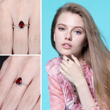Genuine Silver Garnet Solitaire Gemstone Ring - ringsuniverse