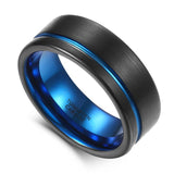 Tungsten Black Rose Gold Line Brushed Ring - Rings Universe