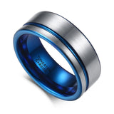 Tungsten Black Rose Gold Line Brushed Ring - Rings Universe