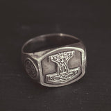 Nordic Thor Hammer Signet Ring - ringsuniverse