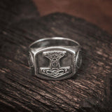 Nordic Thor Hammer Signet Ring - ringsuniverse