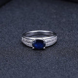 Dazzling Solid Silver 1.66Ct Oval Natural Blue Sapphire Ring - ringsuniverse