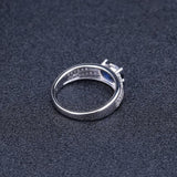 Dazzling Solid Silver 1.66Ct Oval Natural Blue Sapphire Ring - ringsuniverse