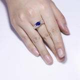 Dazzling Solid Silver 1.66Ct Oval Natural Blue Sapphire Ring - ringsuniverse