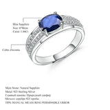 Dazzling Solid Silver 1.66Ct Oval Natural Blue Sapphire Ring - ringsuniverse