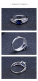 Dazzling Solid Silver 1.66Ct Oval Natural Blue Sapphire Ring - ringsuniverse