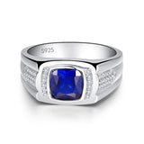 Classic Blue Sapphire Silver Wedding Ring For Men - ringsuniverse