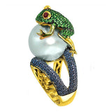 Designer Cute Jumping Frog Shaped Fancy Ring - ringsuniverse