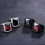 Vintage Red Zircon Crystal  Finger Rings For Men - ringsuniverse