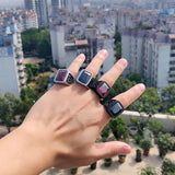 Vintage Red Zircon Crystal  Finger Rings For Men - ringsuniverse