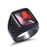 Vintage Red Zircon Crystal  Finger Rings For Men - ringsuniverse