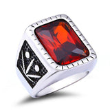 Vintage Red Zircon Crystal  Finger Rings For Men - ringsuniverse