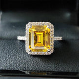 Gorgeous Silver Fashion Yellow Zircon Engagement Ring - ringsuniverse