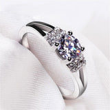 Charming Silver Lab Diamond Engagement Wedding Ring - Rings Universe