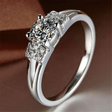 Charming Silver Lab Diamond Engagement Wedding Ring - Rings Universe