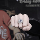 Hip Hop Big Round Micro Paved Cubic Zircon Ring - ringsuniverse
