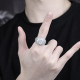 Hip Hop Big Round Micro Paved Cubic Zircon Ring - ringsuniverse