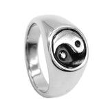 Retro High Polish Tai Chi Engraved Yin Yang Spinner Ring - ringsuniverse