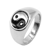 Retro High Polish Tai Chi Engraved Yin Yang Spinner Ring - ringsuniverse