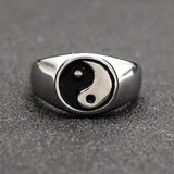 Retro High Polish Tai Chi Engraved Yin Yang Spinner Ring - ringsuniverse