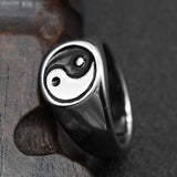 Retro High Polish Tai Chi Engraved Yin Yang Spinner Ring - ringsuniverse