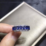 Beautiful 925 Sterling Silver Natural Sapphire Wedding Ring
