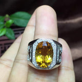 Bright Yellow Natural Citrine Gemstone Big Ring - ringsuniverse