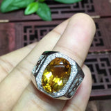 Bright Yellow Natural Citrine Gemstone Big Ring - ringsuniverse