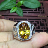 Bright Yellow Natural Citrine Gemstone Big Ring - ringsuniverse