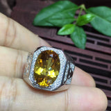 Bright Yellow Natural Citrine Gemstone Big Ring - ringsuniverse