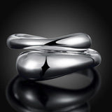 Silver Double Round Bead Waterdrop Ring