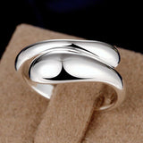 Silver Double Round Bead Waterdrop Ring - Rings Universe