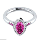Fashion Silver Oval shape Amethyst Zircon Gemstone Ring - ringsuniverse