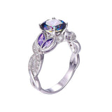 Fashion Silver Round Shaped Topaz Gemstone Ring