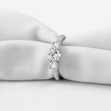 Silver 3 Stone AAAAA Simulated Diamond Eternity Ring - Rings Universe