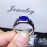 Stunning Solid Silver 2 Carat Natural Sapphire Men's Ring - ringsuniverse