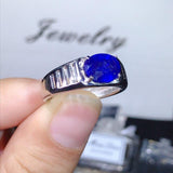 Stunning Solid Silver 2 Carat Natural Sapphire Men's Ring - ringsuniverse