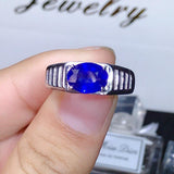 Stunning Solid Silver 2 Carat Natural Sapphire Men's Ring - ringsuniverse